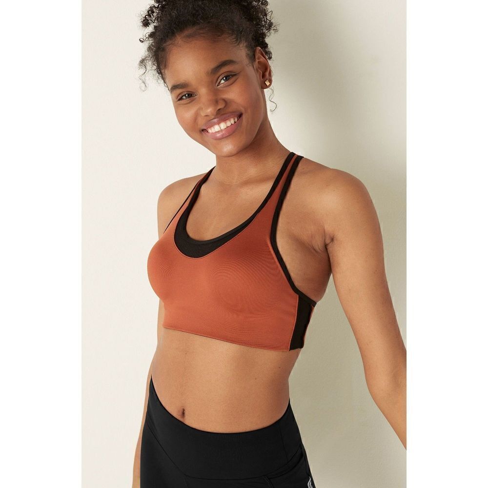 Victoria's Secret PINK Ultimate High Impact Sports Bra Chestnut Spice Brown Sz S